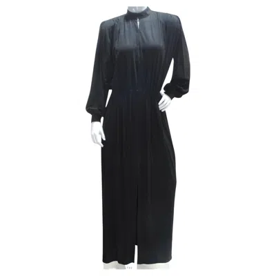 Pre-owned Gucci 1980s Black Silk Long Sleeve Gown