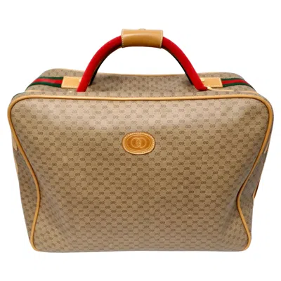 Pre-owned Gucci 1980s  Brown Monogram Coated Canvas Carry-on Suitcase