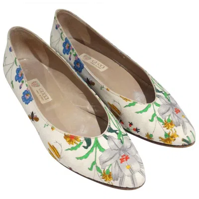 Pre-owned Gucci 1980s  "flora" Print Flats In Sand
