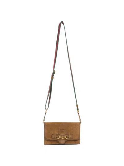 Pre-owned Gucci 1980s Horsebit Suede Clutch Bag In Brown