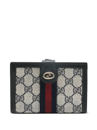 Pre-owned Gucci 1980s Logo Wallet In Blue