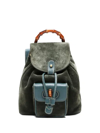 Pre-owned Gucci 1990-2000 Bamboo Backpack In Green