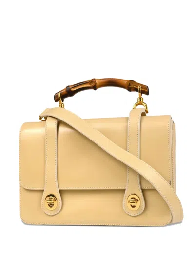Pre-owned Gucci 1990-2000s Bamboo Handle Leather Handbag In Neutral