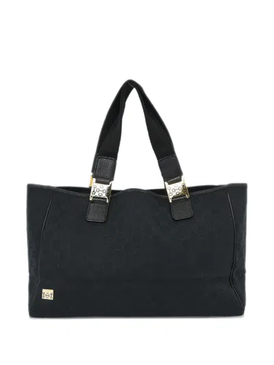 Pre-owned Gucci 1990-2000s Gg Canvas Tote Bag In Black