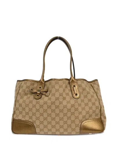 Pre-owned Gucci 1990-2000s Gg Canvas Tote Bag In Neutral