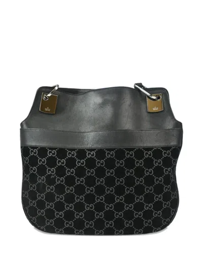 Pre-owned Gucci 1990-2000s Gg Velvet Shoulder Bag In Black