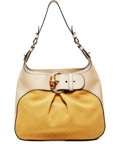 Pre-owned Gucci 1990-2010s Bamboo-buckle Shoulder Bag In Yellow