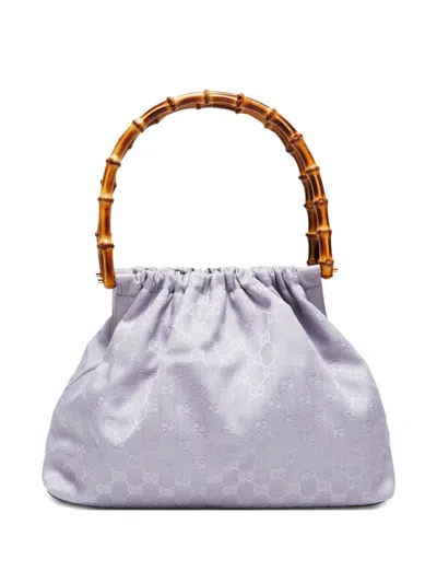 Pre-owned Gucci 1990-2010s Bamboo Gg-pattern Shoulder Bag In Purple