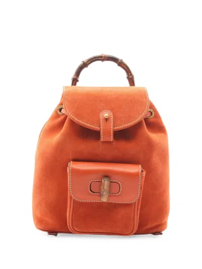 Pre-owned Gucci 1990-2000 Bamboo Backpack In Orange