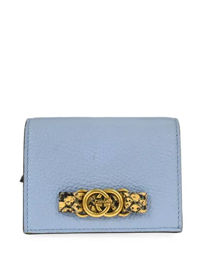 Pre-owned Gucci 1990-2000s Double G Snake-print Wallet In Blue