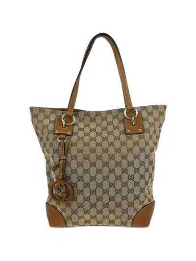 Pre-owned Gucci 1990-2000s Gg Canvas Tote Handbag In Neutral