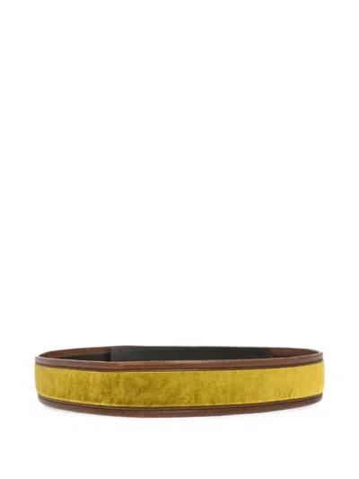 Pre-owned Gucci 1990-2000s Velvet-panel Leather Belt In Brown