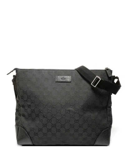 Pre-owned Gucci 1990-2010s Gg Canvas Shoulder Bag In Black