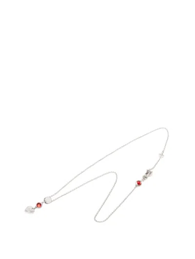 Pre-owned Gucci 1990-2026 Sterling Silver Heart Crystal Drop Pendant Necklace