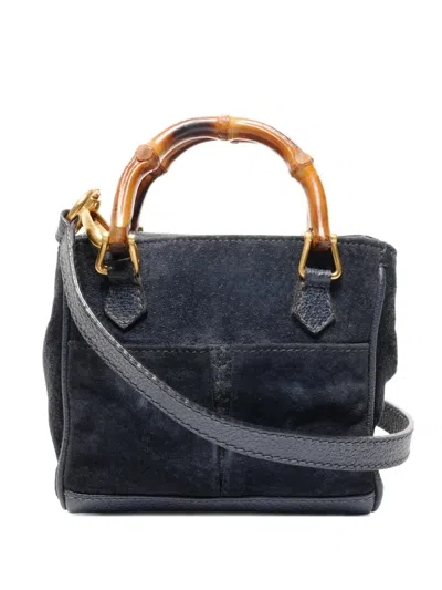 Pre-owned Gucci 1990s Bamboo Tote Bag In Blue