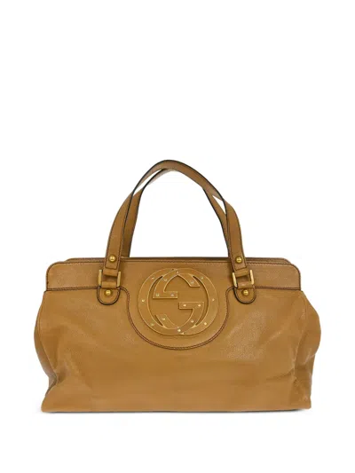 Pre-owned Gucci 1990s Interlocking Leather Handbag In Neutral