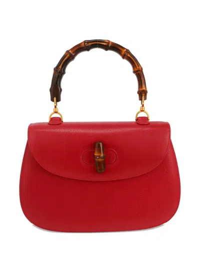 Pre-owned Gucci 1990s Large Bamboo Shoulder Bag In Red