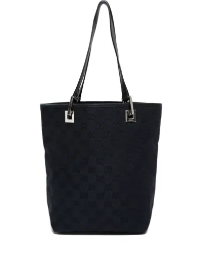 Pre-owned Gucci 1990s Monogram-pattern Tote Bag In Black