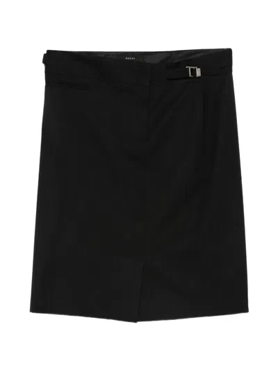 Pre-owned Gucci 1990s Pinstriped Skirt In Black