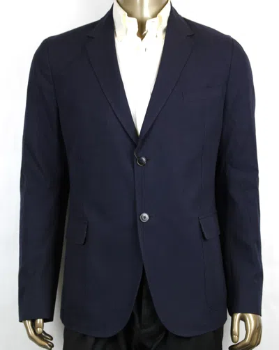 Pre-owned Gucci $1995  Men's Blue Saphire Cotton Canvas Jacket 2 Button 386888 4240