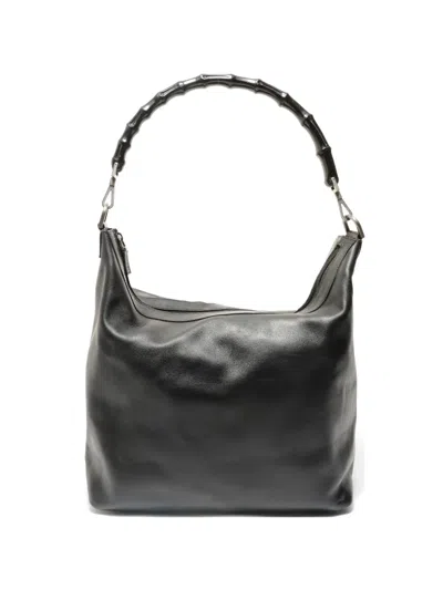 Pre-owned Gucci 1995-2005 Bamboo Shoulder Bag In Black
