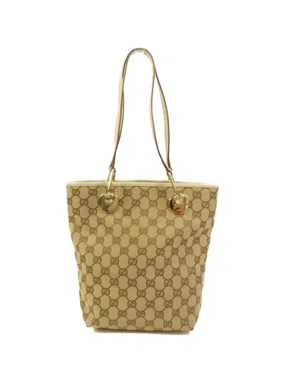 Pre-owned Gucci 1996 Gg Canvas Shoulder Bag In Neutral