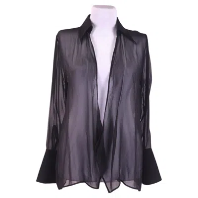 Pre-owned Gucci 1997  By Tom Ford Black Sheer Plunge Collared Oversized Tunic Blouse