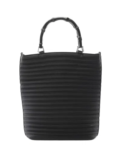 Pre-owned Gucci 1998 Bamboo Tote Bag In Black