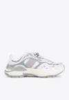 Gucci Leather Mesh Sneakers Featuring Signature Band