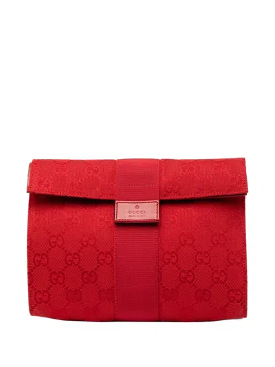 Pre-owned Gucci 2000-2010 Gg Canvas Clutch Bag In Red