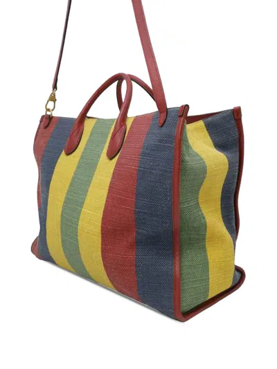 Pre-owned Gucci 2000-2015 Baiadera Stripe Canvas Convertible Tote Satchel In Multi