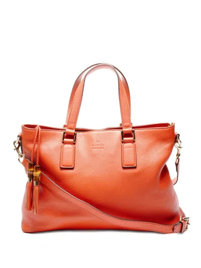 Pre-owned Gucci 2000-2015 Bamboo Tassel Bag In Orange