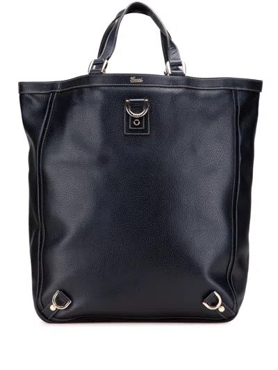 Pre-owned Gucci 2000-2015 Calfskin Abbey D Ring Tote Bag In Blue