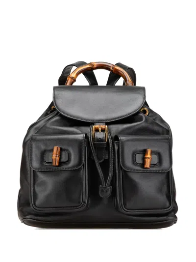 Pre-owned Gucci 2000-2015 Calfskin Bamboo Drawstring Backpack