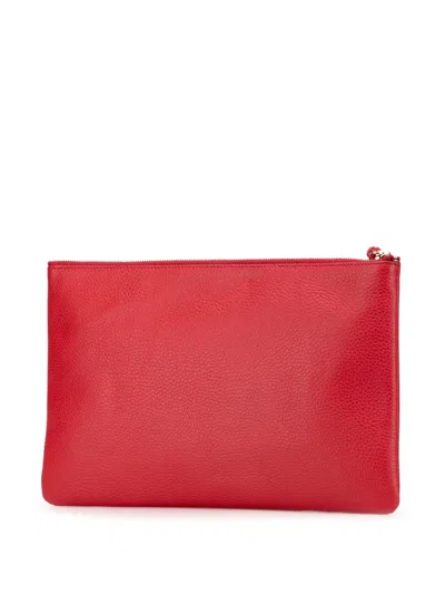 Pre-owned Gucci 2000-2015 Calfskin Bamboo Tassel Clutch Bag In Red