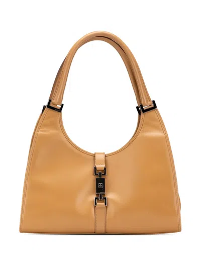 Pre-owned Gucci 2000-2015 Calfskin Jackie Bardot Shoulder Bag In Brown
