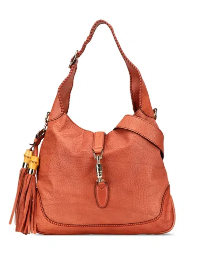 Pre-owned Gucci 2000-2015 Calfskin New Jackie Satchel In Brown