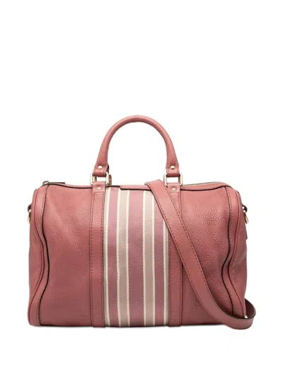 Pre-owned Gucci 2000-2015 Calfskin Web Joy Boston Bag Satchel In Pink