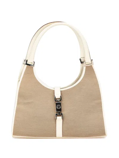 Pre-owned Gucci 2000-2015 Canvas Jackie Bardot Shoulder Bag In Brown