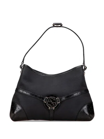 Pre-owned Gucci 2000-2015 Canvas Reins Hobo Bag In Black