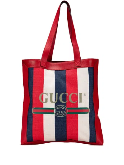 Pre-owned Gucci 2000-2015 Canvas Sylvie Baiadera Tote Bag In Red