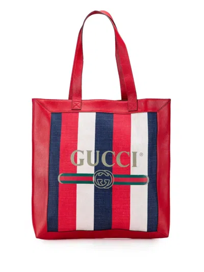 Pre-owned Gucci 2000-2015 Canvas Sylvie Baiadera Tote Bag In Red