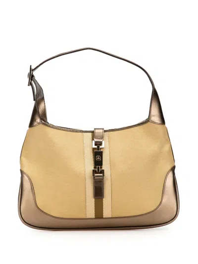Pre-owned Gucci 2000-2015 Canvas Web Jackie Shoulder Bag In Brown
