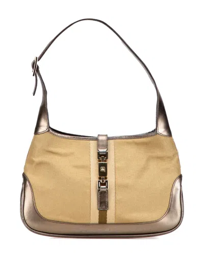 Pre-owned Gucci 2000-2015 Canvas Web Jackie Shoulder Bag In Brown