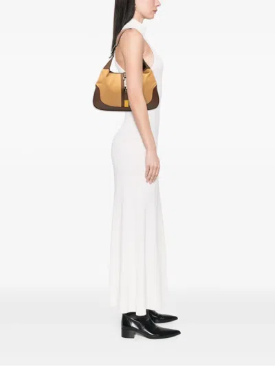 Pre-owned Gucci 2000-2015 Canvas Web Jackie Shoulder Bag In Brown