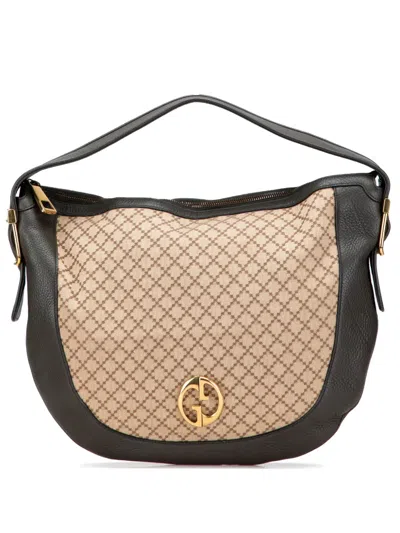 Pre-owned Gucci 2000-2015 Diamante Canvas 1973 Hobo Bag In Brown