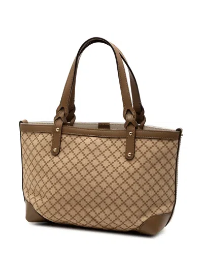 Pre-owned Gucci 2000-2015 Diamante Canvas Craft Tote Bag In Brown