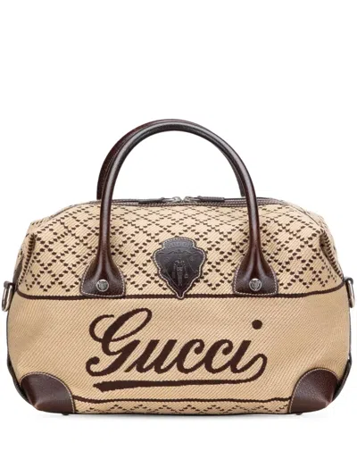 Pre-owned Gucci 2000-2015 Diamante Canvas Crest Boston Bag
