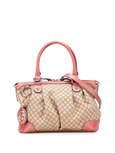 Pre-owned Gucci 2000-2015 Diamante Canvas Sukey Satchel In Brown