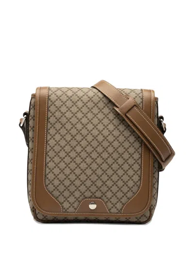 Pre-owned Gucci 2000-2015 Diamante Coated Canvas Crossbody Bag In Brown